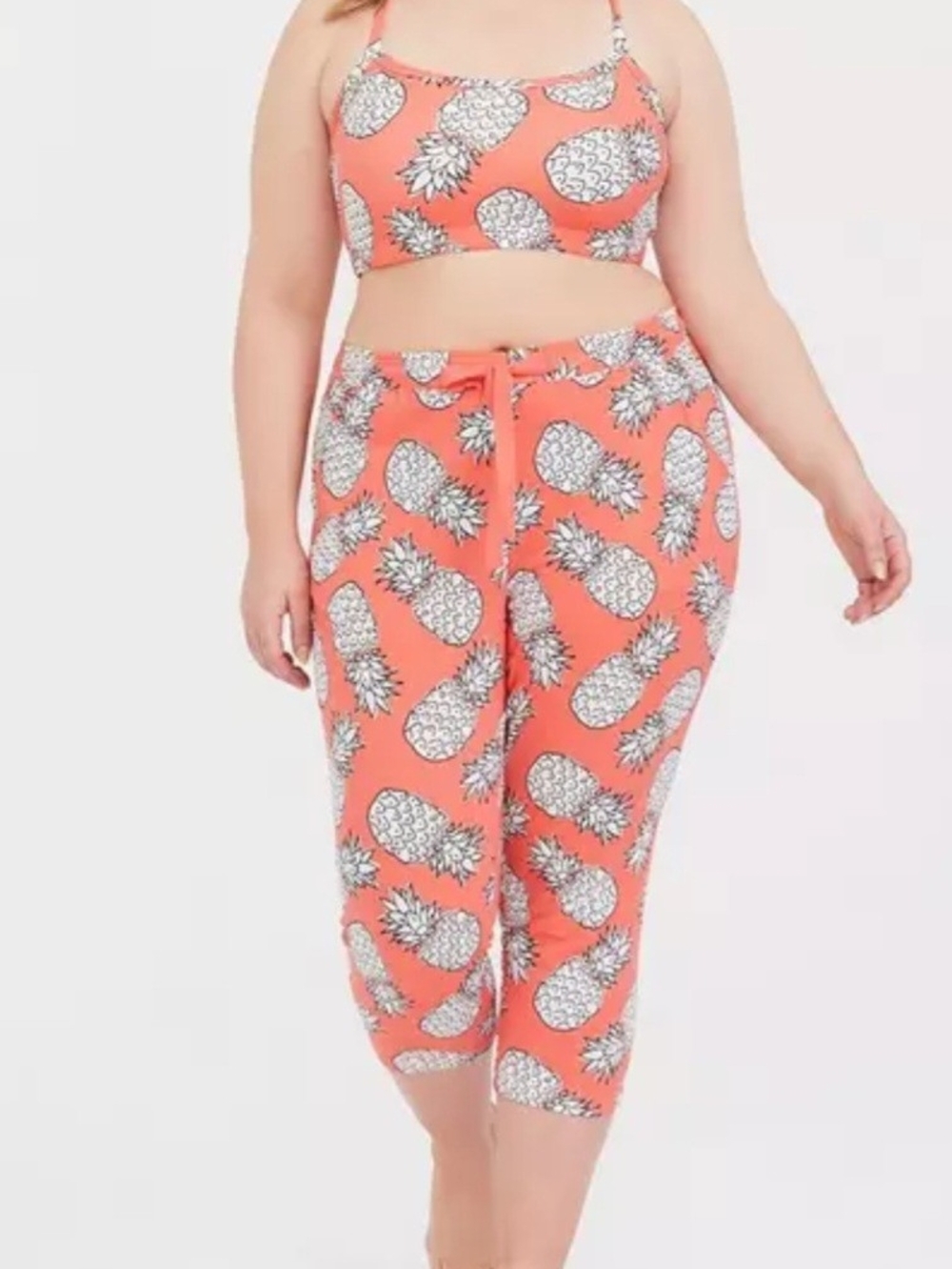 Torrid Coral Pineapple Print  Cotton Sleep Set Size 5/6